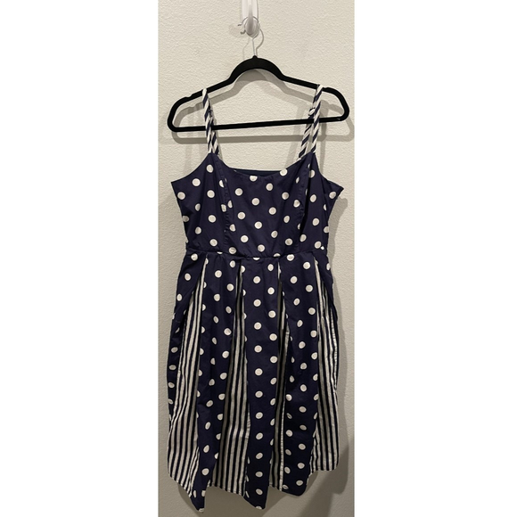 MODCLOTH Fit And Flare Polka Dot Striped Midi Dress - Picture 4 of 7